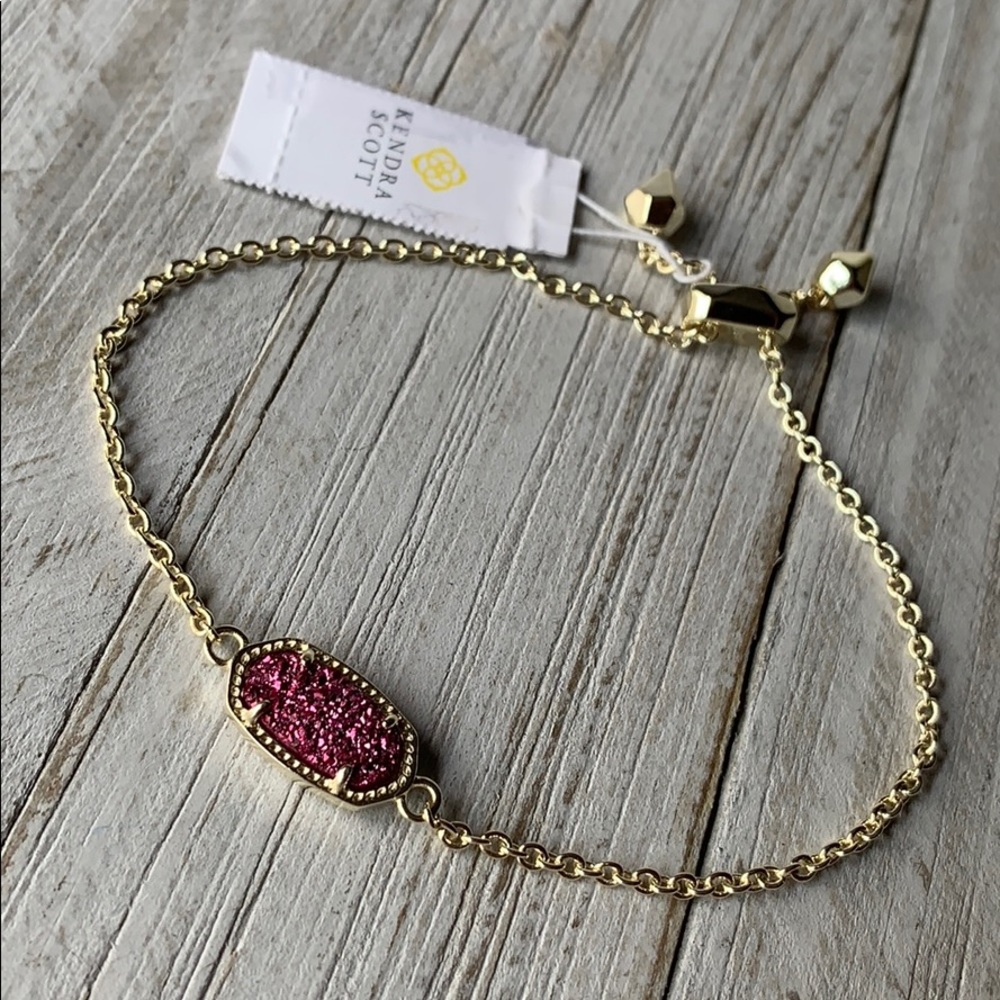 Kendra Scott Elaina Fuschia Druzy Bracelet NEW - Picture 1 of 7